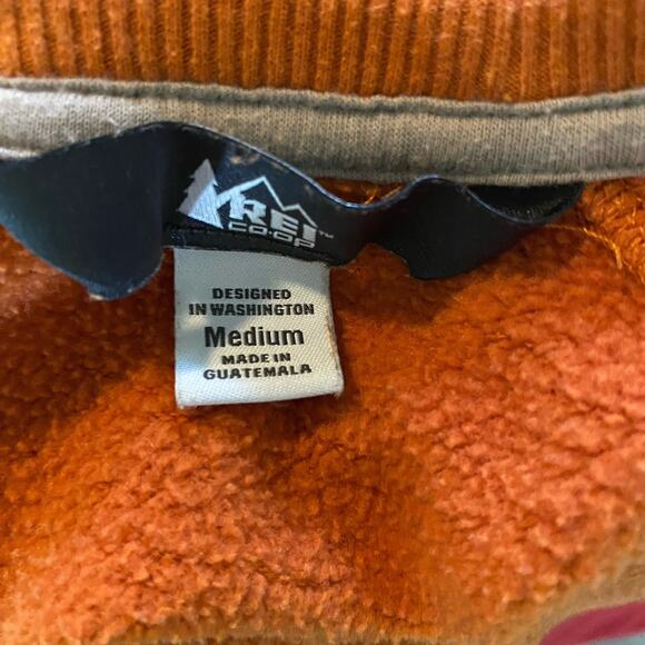 REI Co-op Patch Crewneck Sweatshirt Men sz M Rust Orange Fleece Long Sleeve Hike - Picture 7 of 7